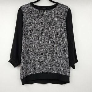 Express Sheer Back Black Career Blouse M